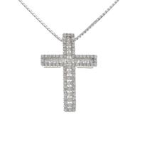 K18WG クロス ダイヤモンドネックレス