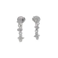 K18WG フラワー ダイヤモンドイヤリング