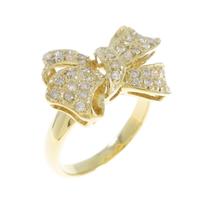 K18YG リボン ダイヤモンドリング