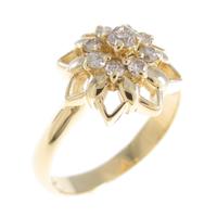 K18YG フラワー ダイヤモンドリング