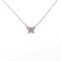 K18PG バタフライ ダイヤモンドネックレス