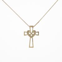 K18YG クロス ダイヤモンドネックレス