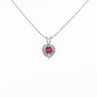 K18WG ハート ルビーネックレス