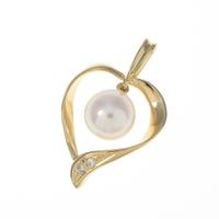 K18YG ハート アコヤパールペンダント