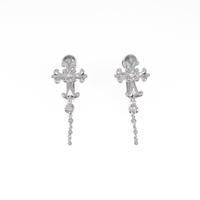 K18WG／K14WG クロス ダイヤモンドイヤリング