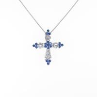 K18WG クロス サファイヤネックレス