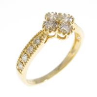 K18YG フラワー ダイヤモンドリング