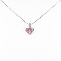 K18WG ハート ピンクサファイヤネックレス