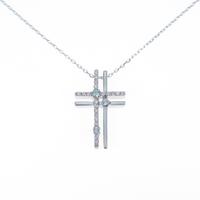 K18WG クロス ダイヤモンドネックレス