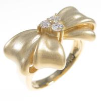 K18YG リボン ダイヤモンドリング