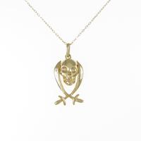 K18YG スカル×ソード ダイヤモンドネックレス