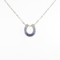 K18WG ホースシュー サファイヤネックレス