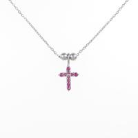 K18WG クロス ルビーネックレス