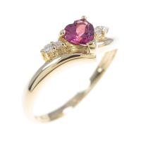 K18YG ハート ガーネットリング