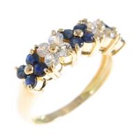 K18YG フラワー サファイヤリング