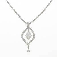 K18WG／プラチナダイヤモンドネックレス 1．883ct・D・SI1・マーキスカット