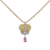 K18YG／K18WG／750YG クラウン ピンクサファイヤネックレス