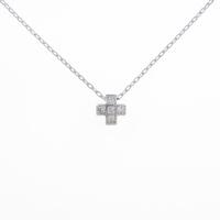 K18WG クロス ダイヤモンドネックレス