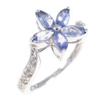 K18WG フラワー タンザナイトリング