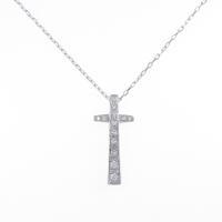 K18WG クロス ダイヤモンドネックレス