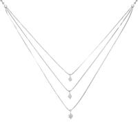 K18WG スリーストーン ダイヤモンドネックレス