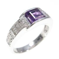 K18WG アメジストリング