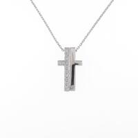 K18WG クロス ダイヤモンドネックレス