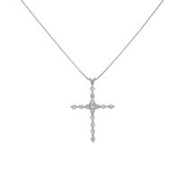 K18WG クロス ダイヤモンドネックレス