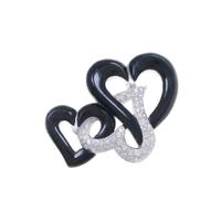 K18WG ハート オニキスブローチ