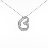 K18WG ハート パヴェ ダイヤモンドネックレス