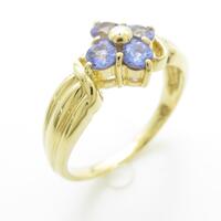 K18YG フラワー タンザナイトリング