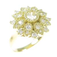 K18YG フラワー ダイヤモンドリング