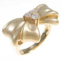 K18YG リボン ダイヤモンドリング