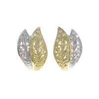 K18YG／K18WG リーフ ダイヤモンドイヤリング