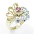 K18YG／PT フラワー ルビーリング