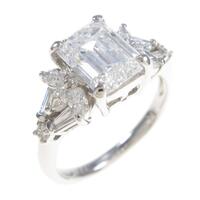 【リメイク】プラチナダイヤモンドリング 1．694ct・E・SI2・エメラルドカット