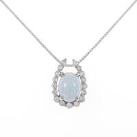 K18WG アクアマリンキャッツアイネックレス