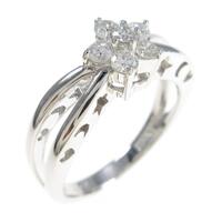 K18WG フラワー ダイヤモンドリング