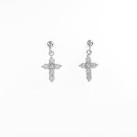 K14WG クロス ダイヤモンドピアス