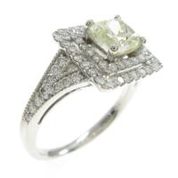 プラチナダイヤモンドリング 1．002ct・VLY・VS1・プリンセスカット