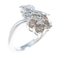 K18WG フラワー ダイヤモンドリング