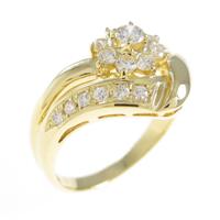 K18YG フラワー ダイヤモンドリング