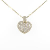 K18YG／750YG パヴェ ハート ダイヤモンドネックレス