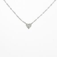 K18WG ハート ダイヤモンドネックレス