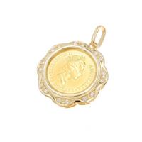 K18YG（枠） コイン ダイヤモンドペンダント