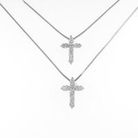 K18WG クロス ダイヤモンドネックレス