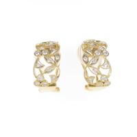 K18YG リーフ ダイヤモンドイヤリング