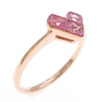 K18PG ハート ピンクサファイヤリング