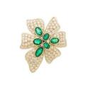 K18YG フラワー エメラルドブローチ