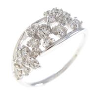 K18WG フラワー ダイヤモンドリング